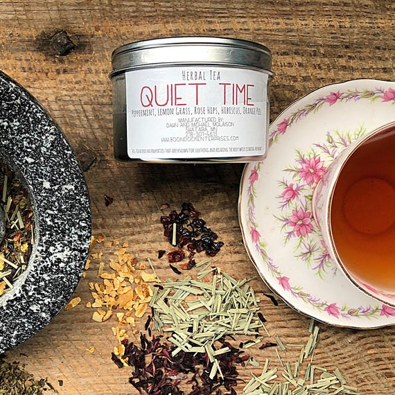 Quiet Time Herbal Tea • Organic Caffeine‑Free Loose Leaf Blend • Peppermint Hibiscus Lemongrass Relaxing Tea