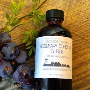 Rosemary Concord Shrub - Herbal Infused Drinking Vinegar - Cocktail Mixer and Non Alcoholic Drink Mixer