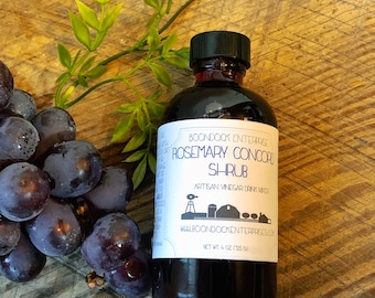 Rosemary Concord Shrub - Herbal Infused Drinking Vinegar - Cocktail Mixer and Non Alcoholic Drink Mixer