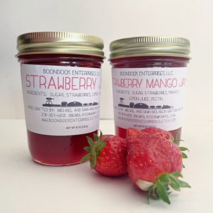 Homemade Strawberry Jam and Strawberry Mango Jam All Natural Farm to Table Jam Gifts from Boondock Enterprises image 1