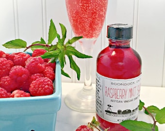 Raspberry Mint Shrub - Herbal Infused Drinking Vinegar - Cocktail and Non-Alcoholic Drink Mixer