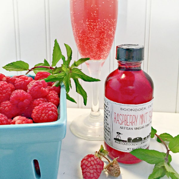 Raspberry Mint Shrub - Herbal Infused Drinking Vinegar - Cocktail and Non-Alcoholic Drink Mixer