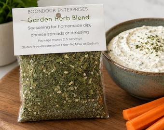 Garden Herb Blend – Gluten-Free Dip, Cheese Spread, Dressing Seasoning - No Sodium, Sugar or MSG