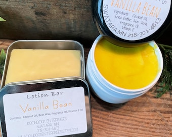 Vanilla Bean Moisturizing Cream plus Solid Lotion Bar - All Natural Body and Facial Hydrating Moisturizer - Suitable for All Skin Types