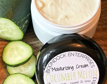 Cucumber Melon Moisturizing Cream plus Solid Lotion Bar - All Natural Facial and Body Hydrating Lotion - Suitable for All Skin Types