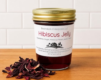 Hand Crafted Hibiscus Jelly - Unique Floral Botanical Artisan Jelly for the Garden Lover