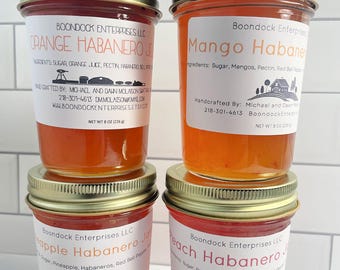 Habanero Pepper Jam - Choose from 4 Different Flavors - Pure and Wholesome Jam from our Farm to your Table