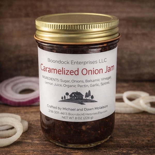 Caramelized Onion Jam – Savory Sweet Onion Spread for Charcuterie Board – Gourmet Burger Condiment