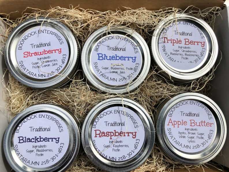Traditional Jam Sampler Gift Box Six 4 oz Jars of Assorted Etsy