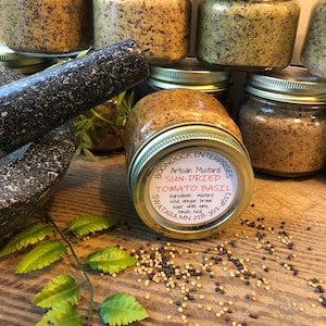 Sun-dried Tomato Basil Mustard - Artisan Coarse Ground Gourmet Mustard for Charcuterie Boards