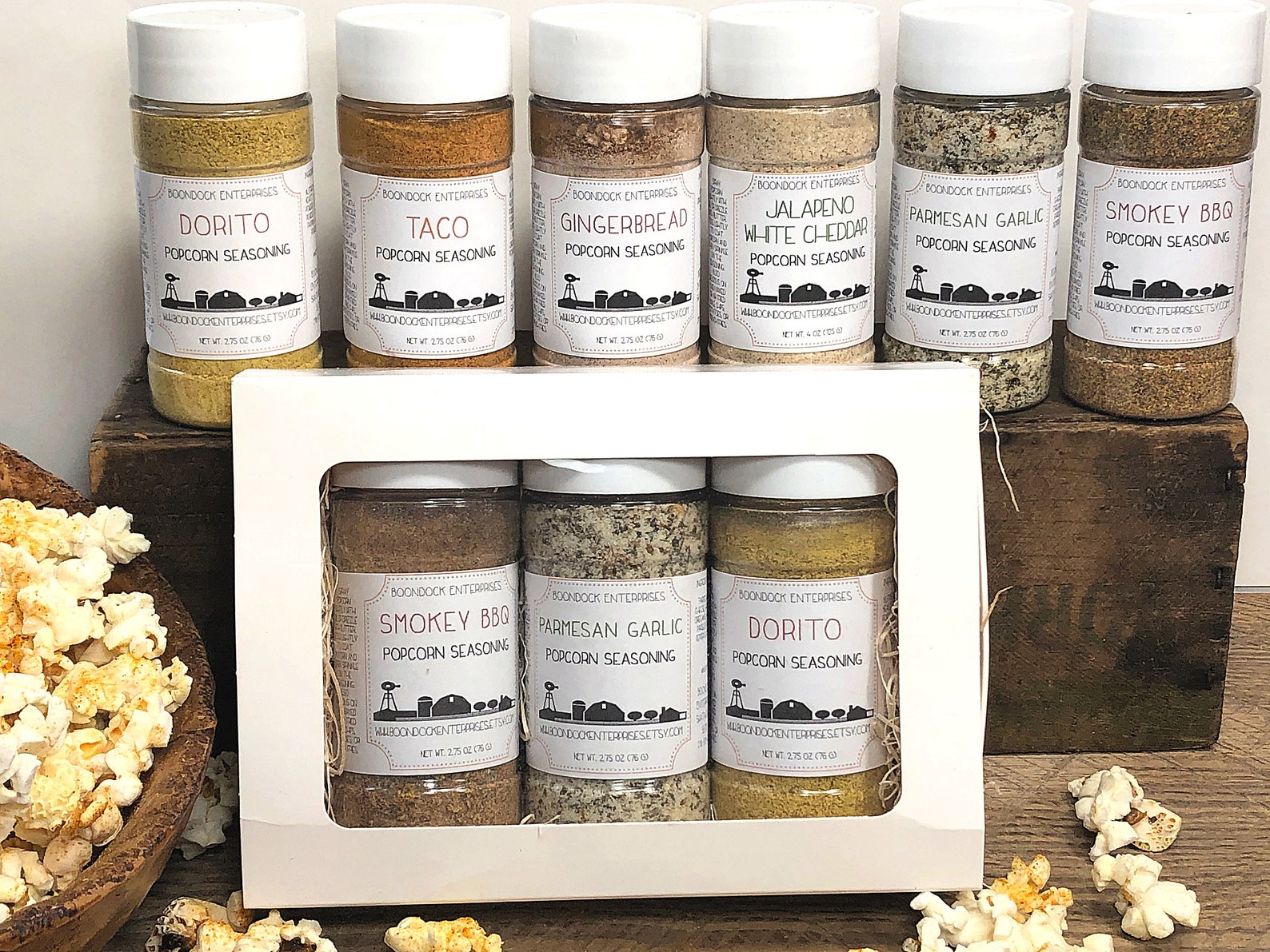 Gourmet Popcorn Seasoning Gift Set Flavored Popcorn Mix Etsy