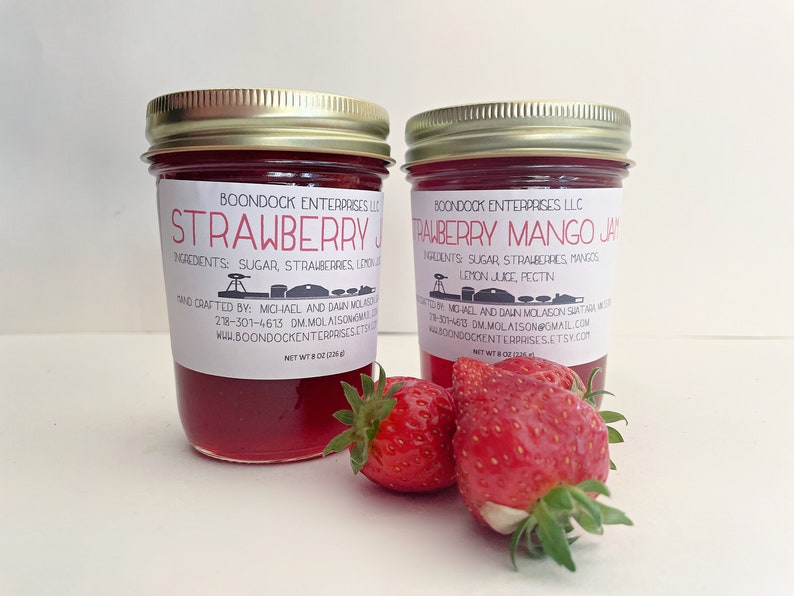 Homemade Strawberry Jam and Strawberry Mango Jam All Natural Farm to Table Jam Gifts from Boondock Enterprises image 6