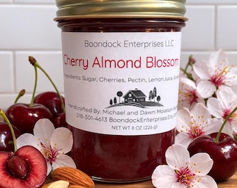 Cherry Almond Blossom Jam – Handmade Small Batch Artisan Jam – Gourmet Fruit Spread – Romantic Spring Jam