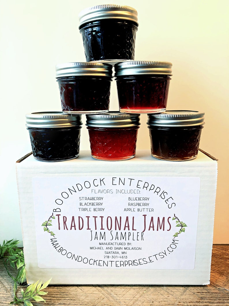 Traditional Jam Sampler Gift Box Six 4 oz Jars of Assorted Etsy