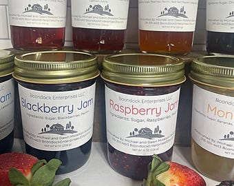 Pick 3 Homemade Jam or Jelly in 8 oz. jars - Wide Assortment of Gourmet Flavors to Choose From - Farm to Table Jams - Vegan and Gluten Free
