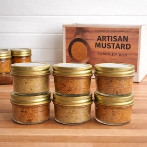 Artisan Mustard Sampler Gift Box – Choose from 13 Flavors – 6 Gourmet Coarse Ground Mustards