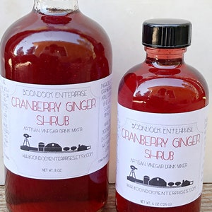 Cranberry Ginger Shrub - Herbal Infused Drinking Vinegar - Cocktail and Non Alcoholic Mixer