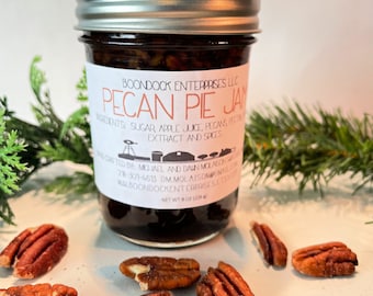 Pecan Pie Jam - Homemade Gourmet Jam in 8 oz Jar - Unique All Natural Farm to Table Jame