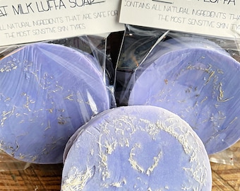 Garden Lilac Luffa Soap - Rustic Farm Soap - Vegan Goat Milk Soap - Exfoliating Luffa Sponge - All Natural Gifts from Boondock Enterprises