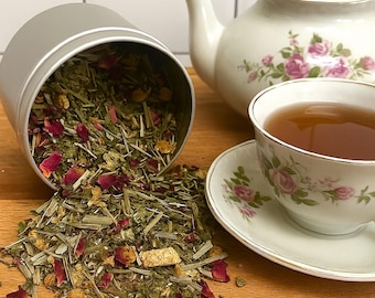Afternoon Delight Herbal Tea – Organic Loose Leaf Chamomile, Spearmint, Lemon Grass & Rose Petals – Caffeine‑Free Floral Blend Gift