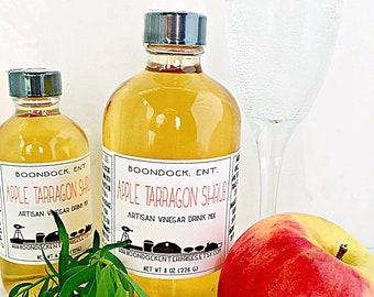 Apple Tarragon Shrub - Herbal Infused Drinking Vinegar - Cocktail and Non Alcoholic Drink Mixer