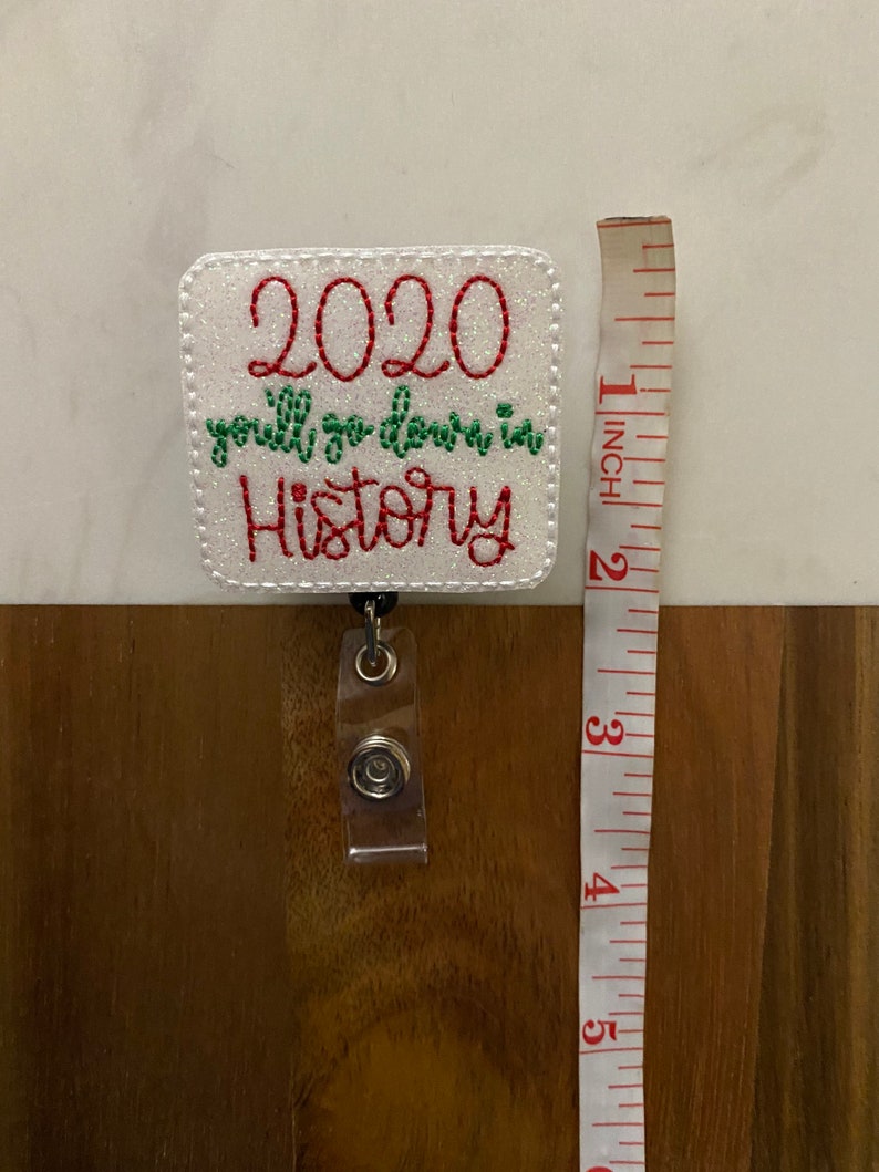 Holiday badge reel New Years badge reel retractable badge reel