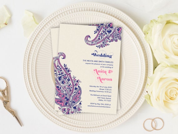 The Paisley Motif Collection Indian Wedding Invitations Etsy