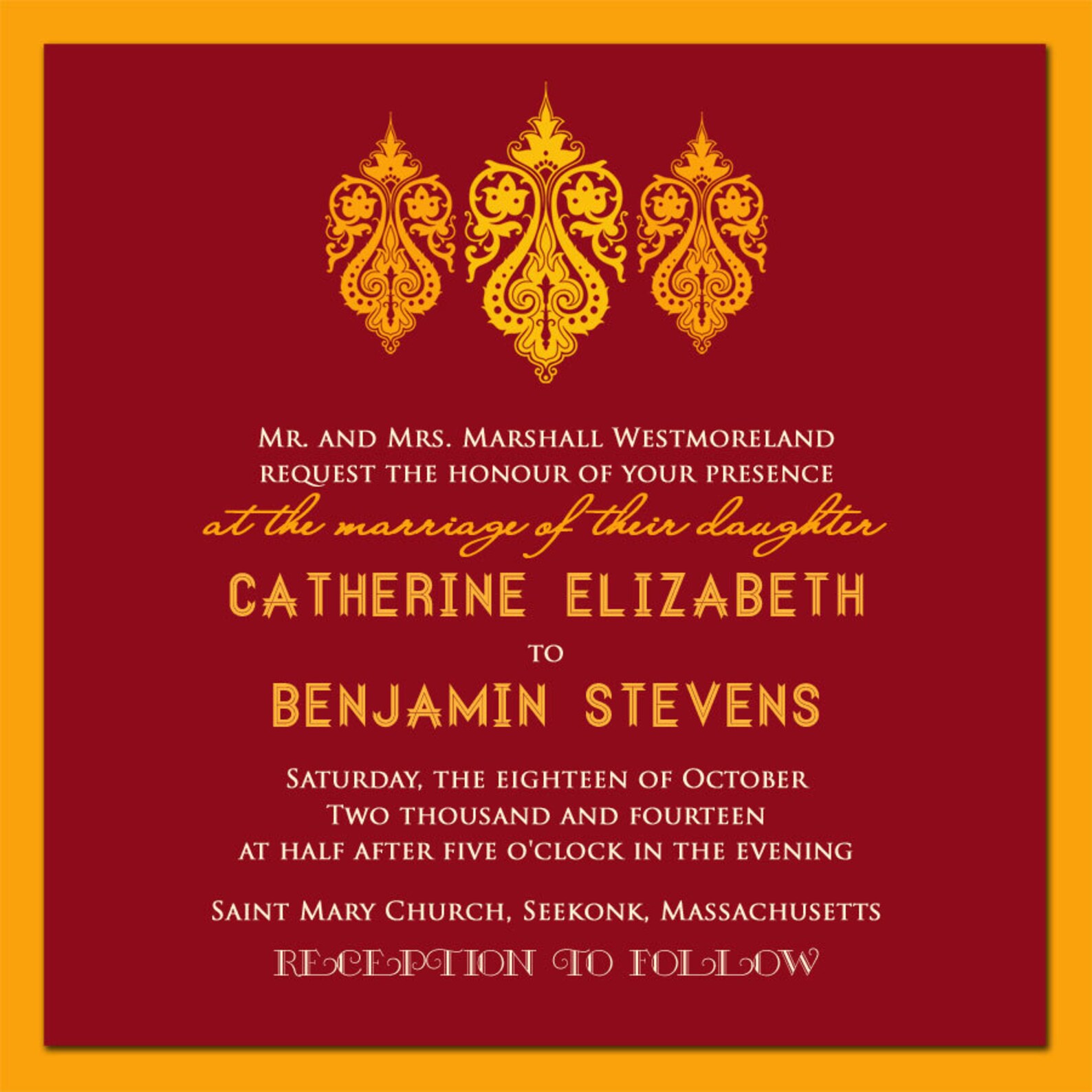 Delhi Durbar Indian Wedding Invitation Burgundy & Gold Etsy