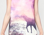 Deer Galaxy Tank Pink Cosmic Pastel Animal Colorful Women T-Shirt Tank Tops Unisex Shirt Size S M L