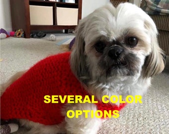 Custom color dog sweater red coat blue dog clothes green dog coat hand knit dog clothes all breed clothing sm dog coat med dog wear Lg dog
