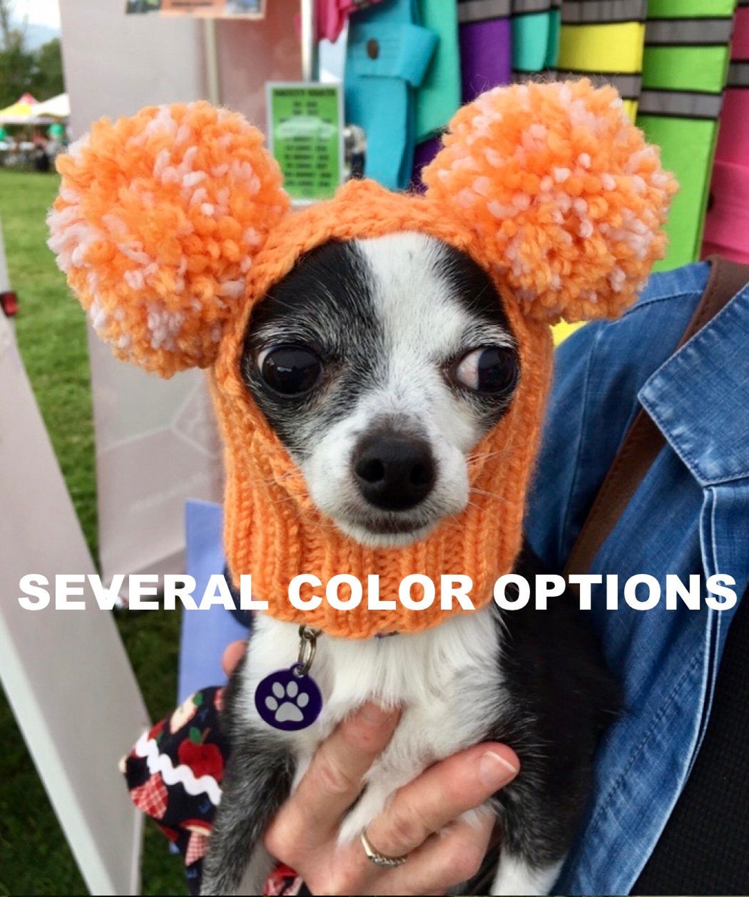 CUSTOM Dog Pom Pom Hat Orange Dog Hat Pink Dog Stuff Green Dog Clothes