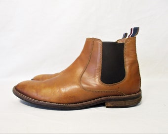 vintage tan leather unisex chelsea boots  / Size :  EU 40 / US Women's 9, Men's 7 1/2 / UK women's 6 1/2, Men's 7