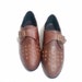 vintage brown leather women's flat monk shoes with metal embellishments , size :  EU 37 / US women's 6 1/2 / UK women's 4