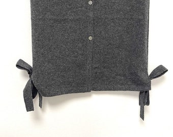 CASHMERE Knitted Poncho in CHARCOAL. Feminine Cozy Handmade Warmer.