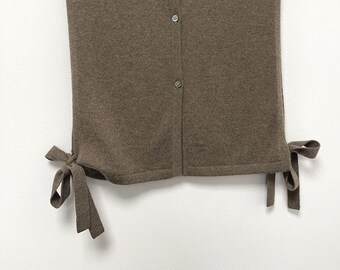 CASHMERE Knitted Poncho in KHAKI. Feminine Cozy Handmade Warmer.