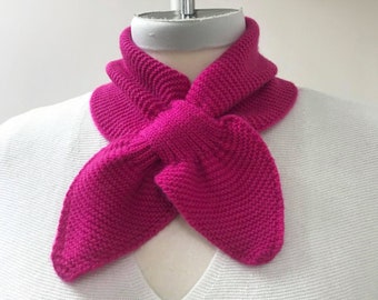 100% CASHMERE Keyhole Scarf, in FUCHSIA Pink, Pull Through Scarf ( Unisex Scarves for men & women)