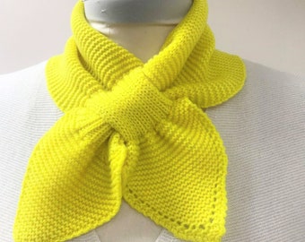 100% CASHMERE Keyhole Scarf, in Yellow, Pull Through Scarf ( Unisex Scarves for men & women)