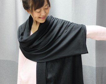 BLACK Cashmere Silk Multi Use Scarf (tubular scarf, poncho, wrap)