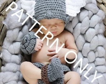 Pattern Only Crochet Baby Newborn Viking Horns Outfit