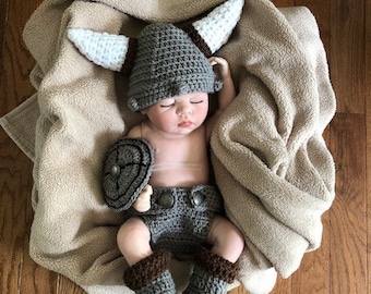 Conjunto de vikingo de ganchillo para bebé de 0 a 6 meses