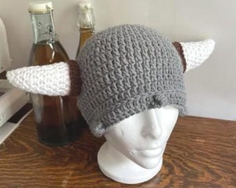 Adult Viking Hat Crochet Photo Prop