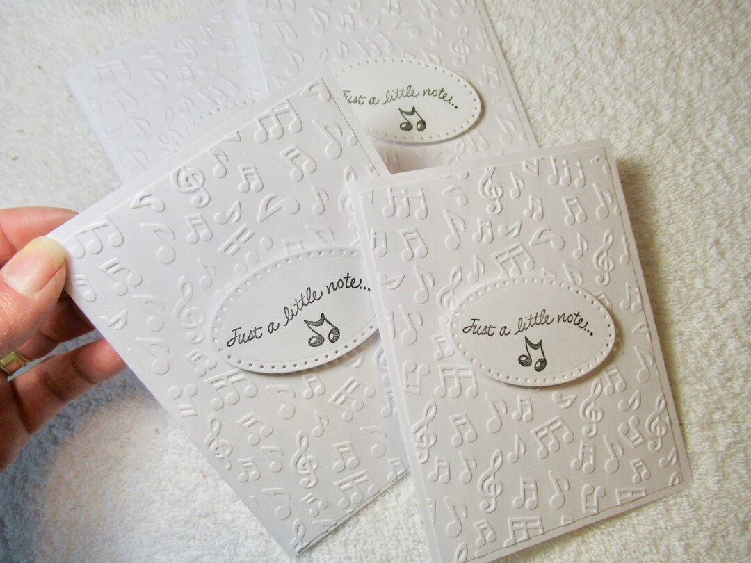 Embossed Music Note Cards: Handmade Set of 4 With Envelopes - Etsy