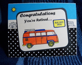 Handmade Retirement Card: Blue Skies RV Design