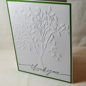 Conjunto de 4 cartões de agradecimento em relevo, lindo design em relevo de árvore, feito à mão com sentimento estampado, interior em branco, envelopes carimbados para combinar