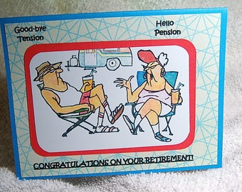 Tarjeta de jubilación hecha a mano: Adiós tensión, hola pensión