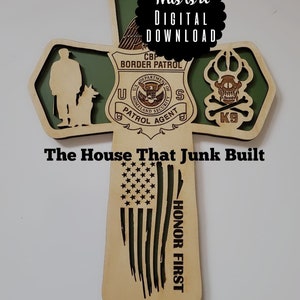 US Border Patrol K9 Cross SVG Digital File Download Laser Cut Glowforge