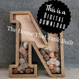 N Bank Custom Alphabet Piggy Bank Letter SVG Digital Download File Laser