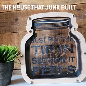 Funny Tip Jar – “Just Put the Tip In, See How It Feels” – Acrylic & Wood Tip Box for Bars, Breweries, Food Trucks and More