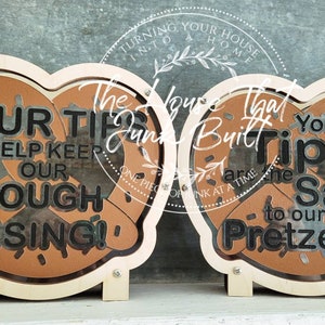 Pretzel Tip Jar – Funny Painted Acrylic & Wood Jar | Snack Bar or Brewery Decor