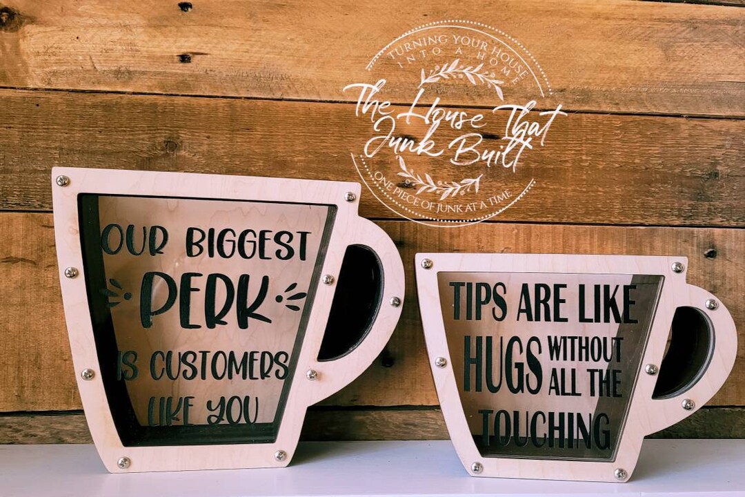 Tip Jar Coffee Cup Coffee Shop Wood Bank Custom - Etsy
